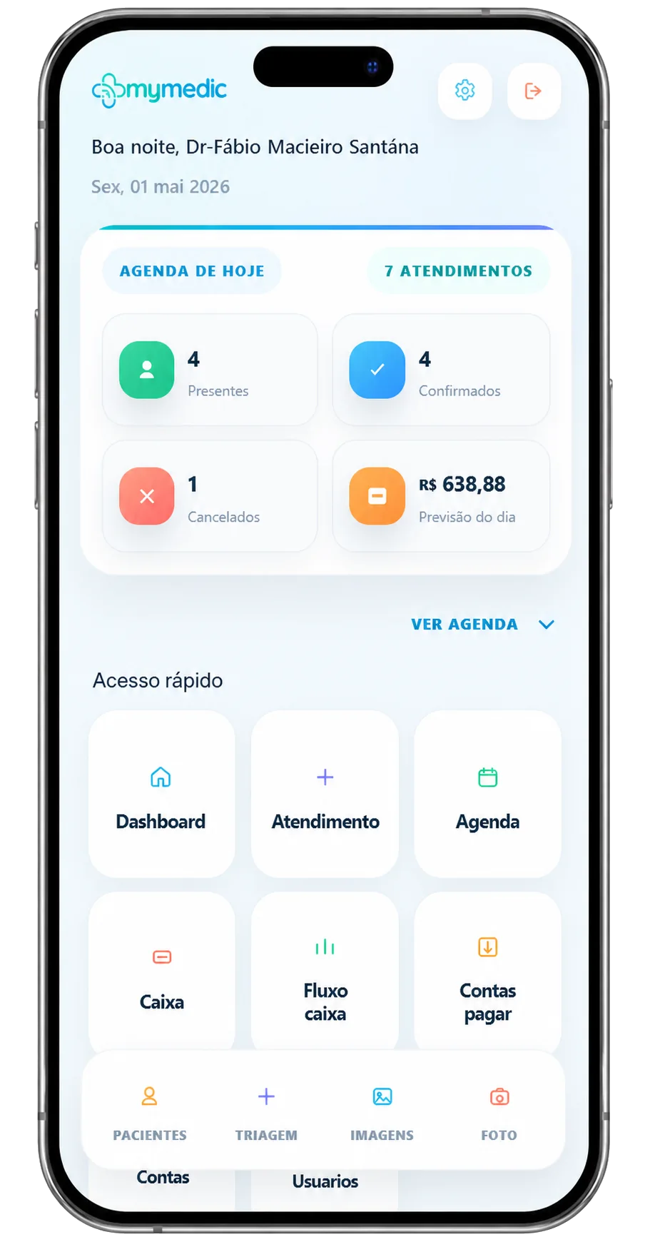 App mobile do médico no Mymedic