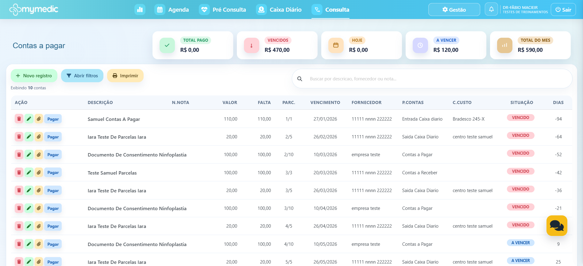 Tela do sistema Mymedic — Para o dono e gestor